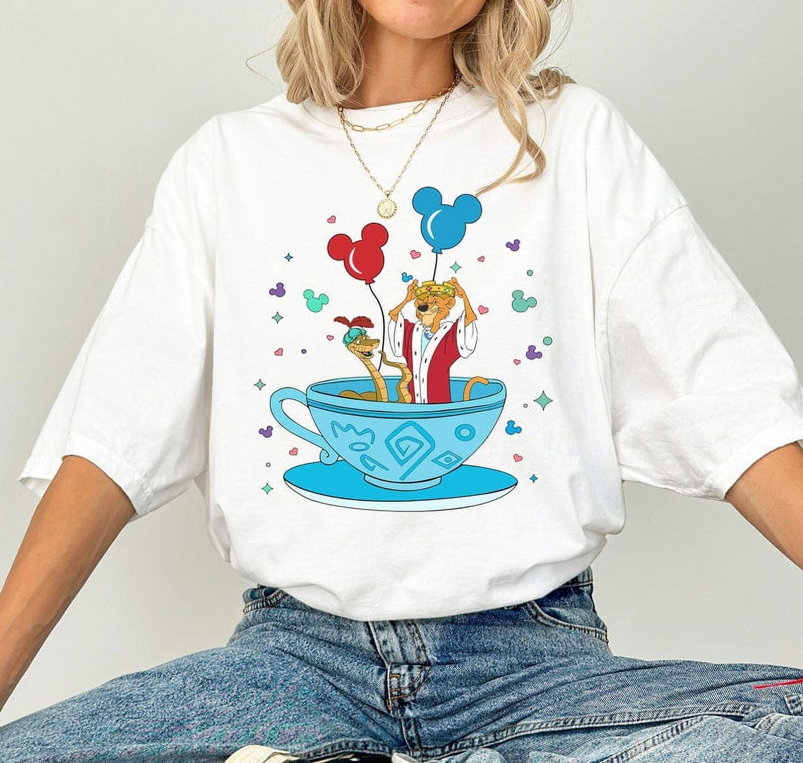 Disney Prince John And Sir Hiss Spinning Cup Mickey Balloon Shirt, Disney Villains Robin Hood