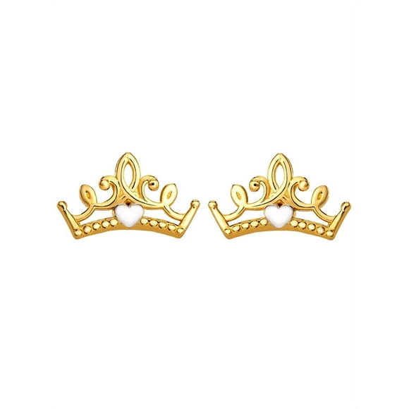 Disney Princess 10kt Gold Crown Stud Earrings