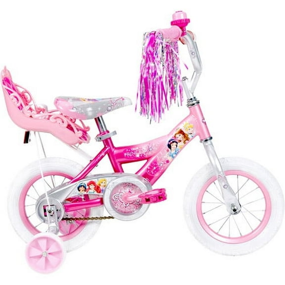 Disney Princess 12" Girls' Pink Bike with Doll Carrier, by Huffy