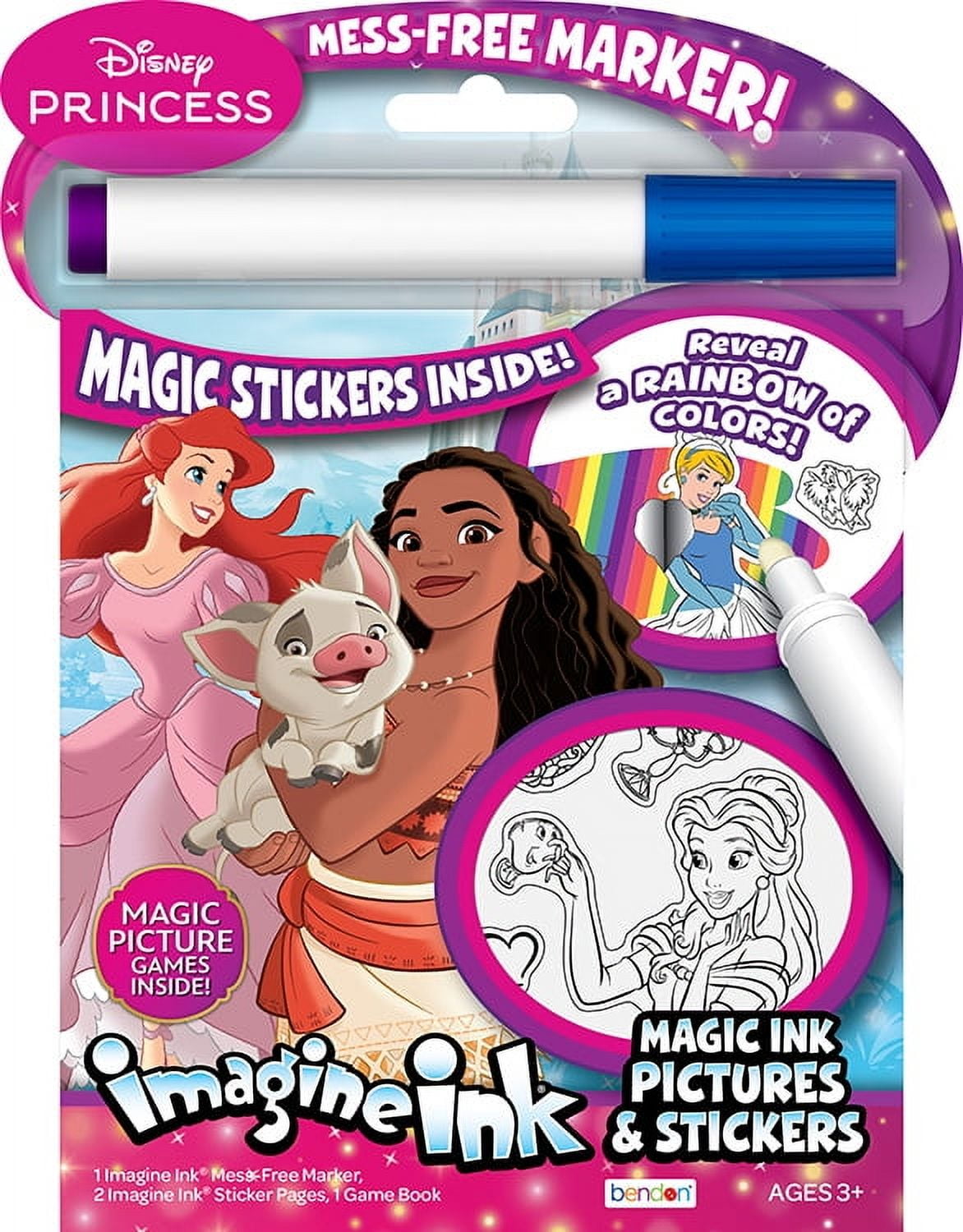 Disney Princess 12-Page Imagine Ink Mess Free Coloring Book with Stickers
