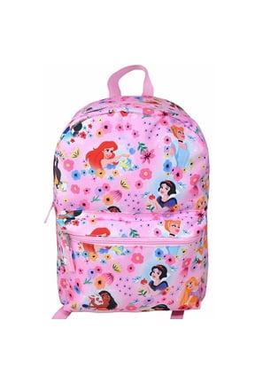 Princess 16" Backpack with All Over Print, Pink Floral Design