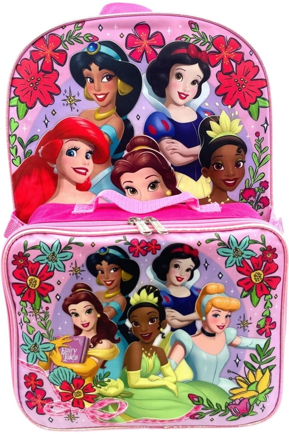 Disney Princess Kids 16" Backpack with Removable Lunch Box Set, 2-Piece