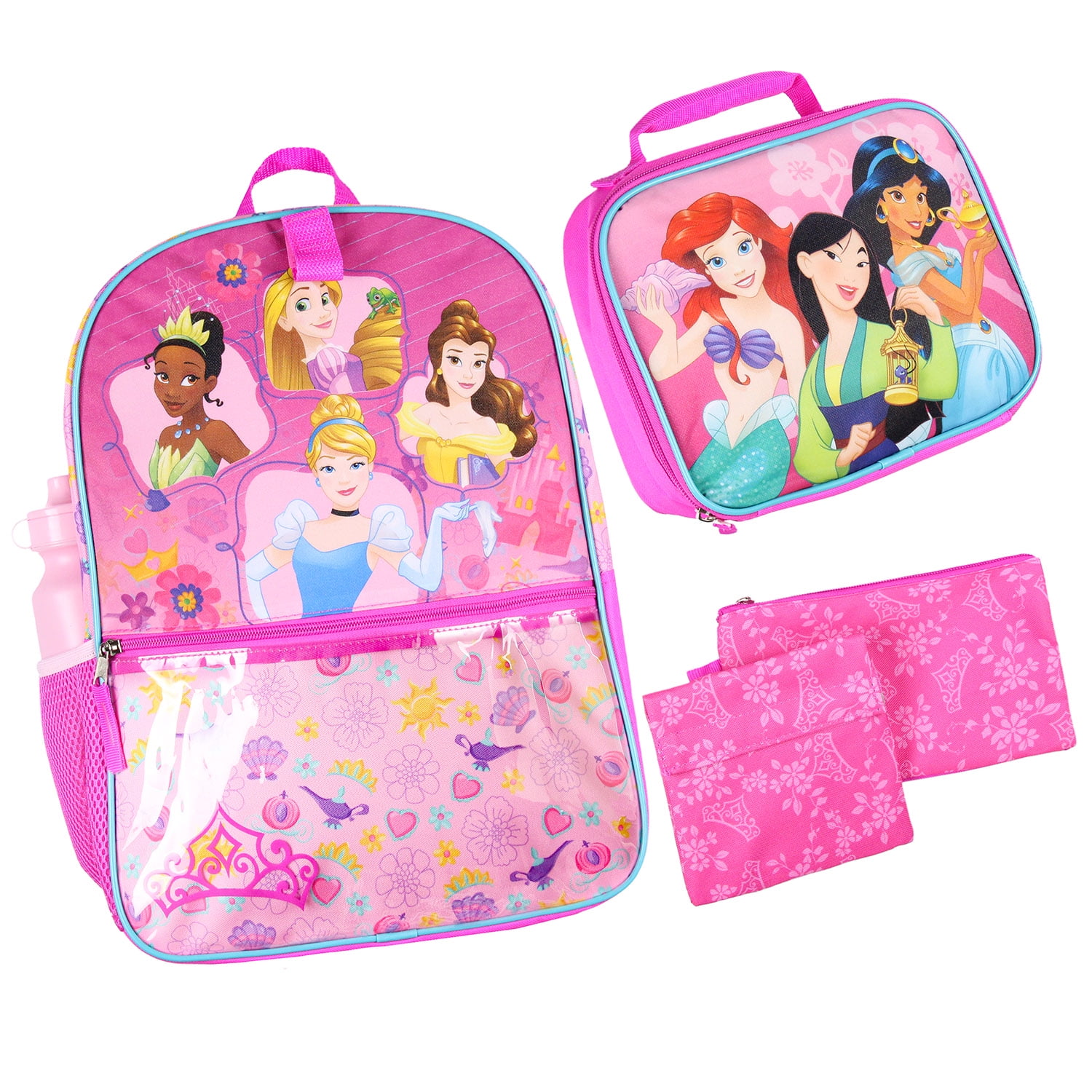 Disney Princess 16 inch Backpack for Girls 5 Piece School Lunch
