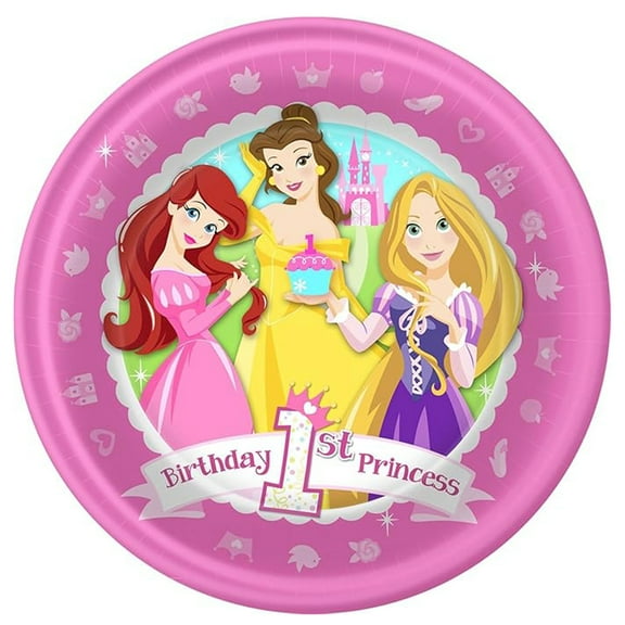 Hallmark Disney Princess 1st Birthday Large Paper Plates 8 count