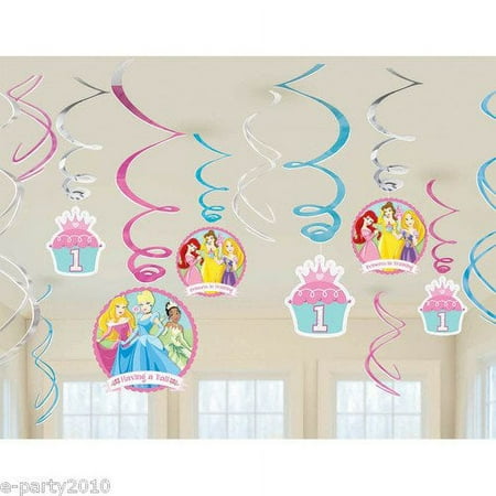 Disney Princess 1st Birthday Swirl Decorations (12pc)
