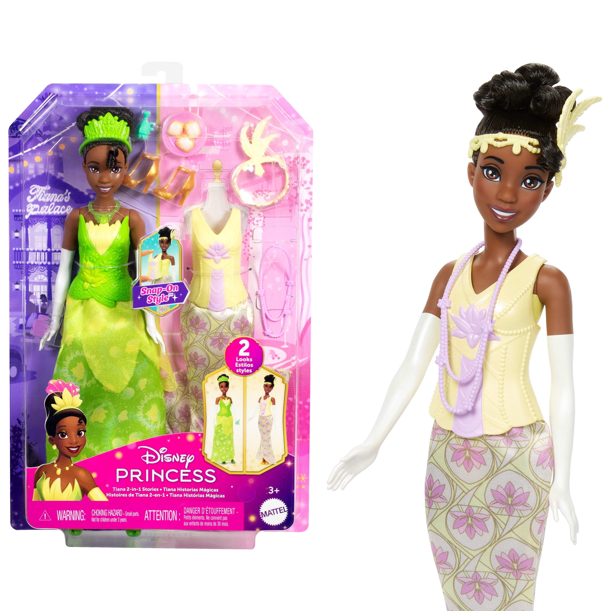 Disney Princess 2-in-1 Stories Tiana Fashion Doll with Snap-On
