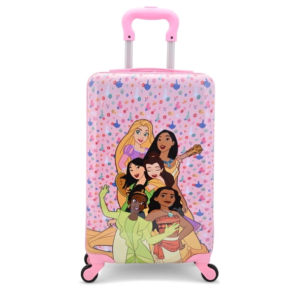 Disney Princess 20" Hardshell Luggage - Tiana Rapunzel Moana Pocahontas Cute & Durable Hard-side Suitcase for Travel with Spinner Wheels 20"x12"x8"