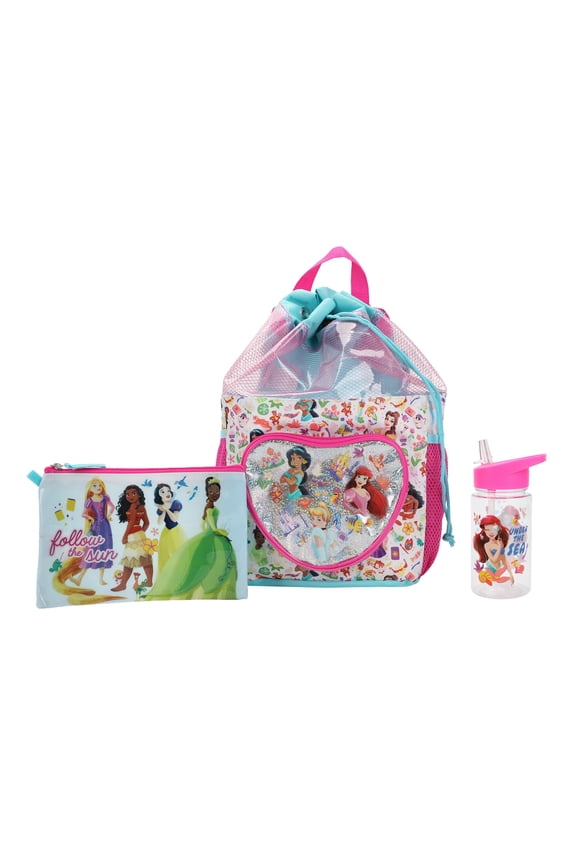Disney Princess 3-Piece Youth Beach Backpack Set With Water Bottle