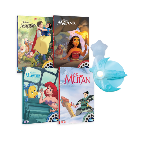 Disney Princess 4 Story Moonlite Projector Set interactive Bedtime Storybook Collection