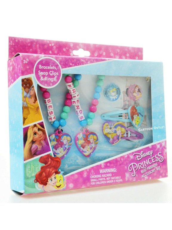 Girls Disney Princess Best Friends Accessory Set - Includes Bracelets, Rings, and Clips