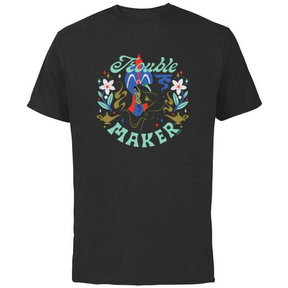 Disney Princess Aladdin Jasmine and Jafar Trouble Maker - Short Sleeve Cotton T-Shirt for Adults - Customized-Black