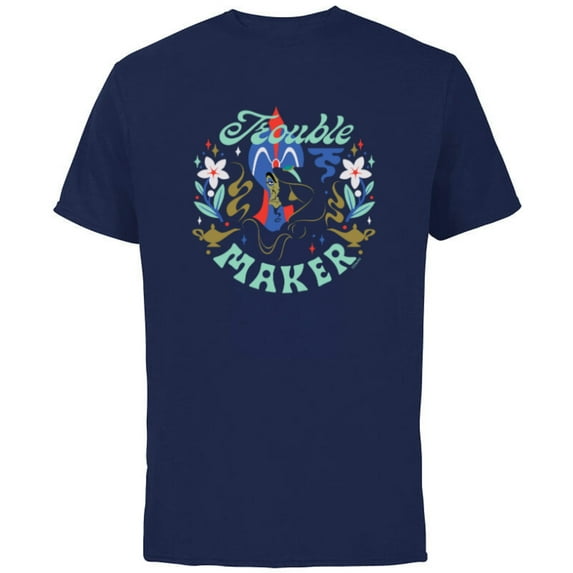 Disney Princess Aladdin Jasmine and Jafar Trouble Maker - Short Sleeve Cotton T-Shirt for Adults - Customized-Navy