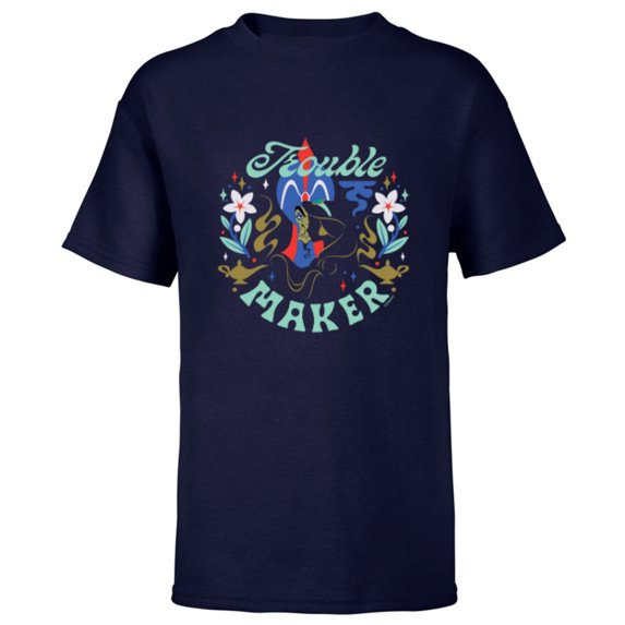 Disney Princess Aladdin Jasmine and Jafar Trouble Maker - Short Sleeve T-Shirt for Kids - Customized-Navy