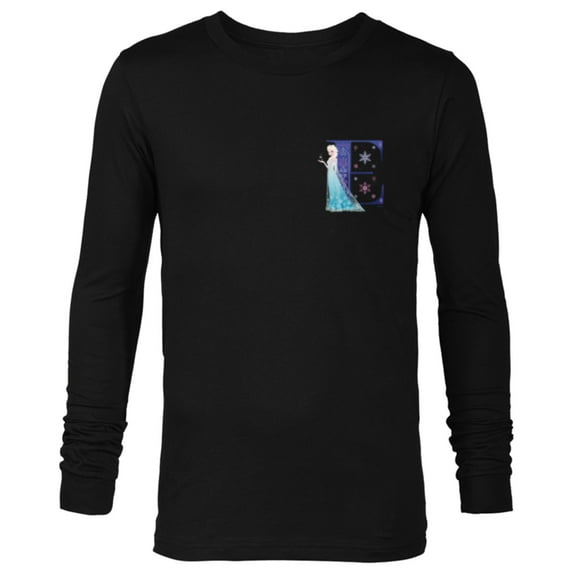 Disney Princess Alphabet Monogram Frozen Letter E for Elsa - Long Sleeve T-Shirt for Men - Customized-Black