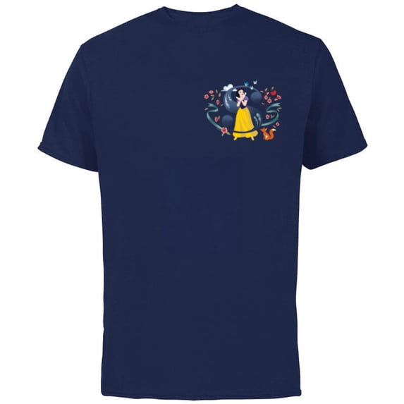 Disney Princess Alphabet Monogram Letter S for Snow White - Short Sleeve Cotton T-Shirt for Adults - Customized-Navy