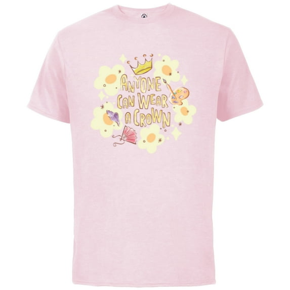 Disney Princess Anyone Can Wear a Crown - Short Sleeve Cotton T-Shirt for Adults - Customized-Soft Pink