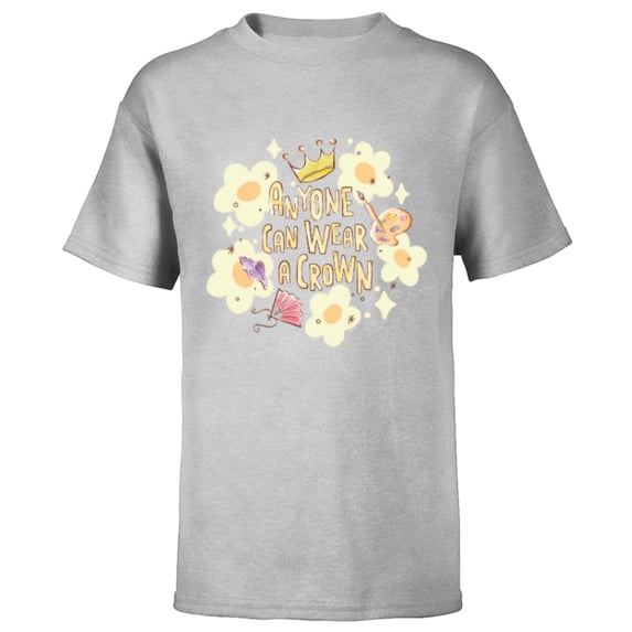 Disney Princess Anyone Can Wear a Crown - Short Sleeve T-Shirt for Kids - Customized-Athletic Heather