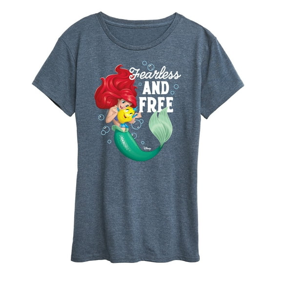 Disney Princess - Ariel And Flounder Fearless And Free - Women's Short Sleeve Graphic T-Shirt