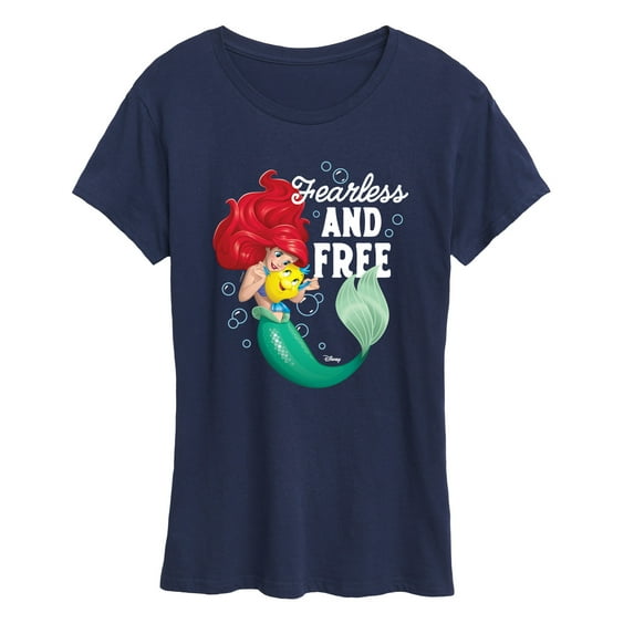 Disney Princess - Ariel And Flounder Fearless And Free - Women's Short Sleeve Graphic T-Shirt