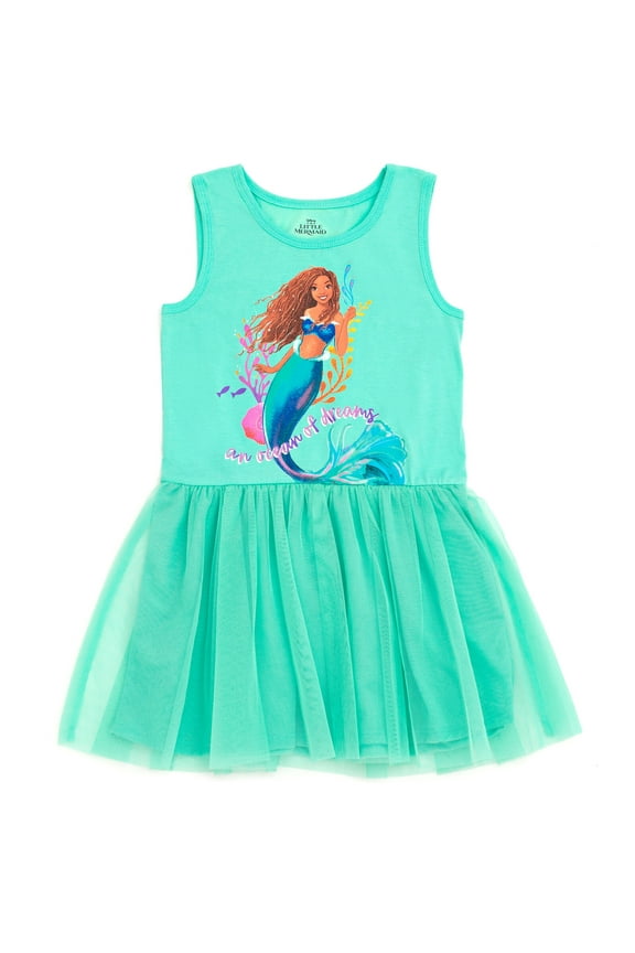 Princess Ariel Big Girls Tulle Dress Toddler to Big Kid