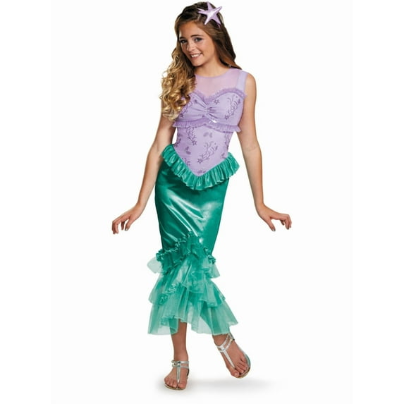 Disney Princess Ariel Classic Costume for Adults with Ruffle Trim, Adult Size M