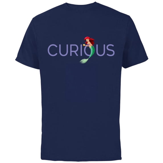 Disney Princess Ariel Curious - Short Sleeve Cotton T-Shirt for Adults - Customized-Navy