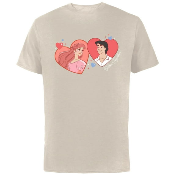 Disney Princess Ariel & Eric Valentine’s Day Better Together - Short Sleeve Cotton T-Shirt for Adults - Customized-Natural