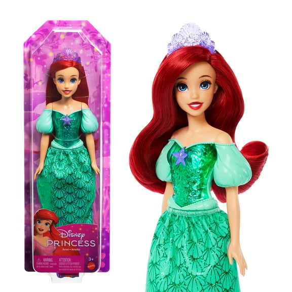 Disney Princess Ariel Fashion Doll with Red Hair, Blue Eyes & Tiara Accessory, Sparkling Look