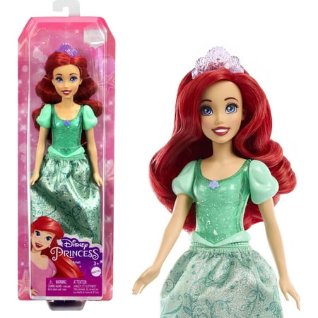 Disney Princess Ariel Fashion Doll with Red Hair, Blue Eyes & Tiara Accessory, Sparkling Look