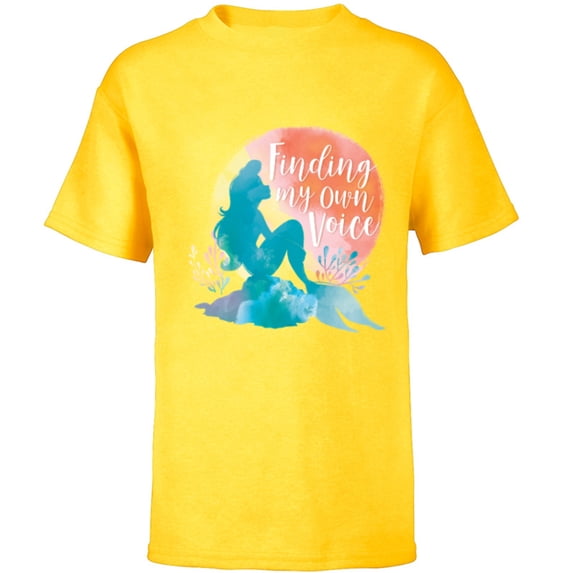 Disney Princess Ariel Finding Your Own Voice - Short Sleeve T-Shirt for Kids - Customized-Yellow
