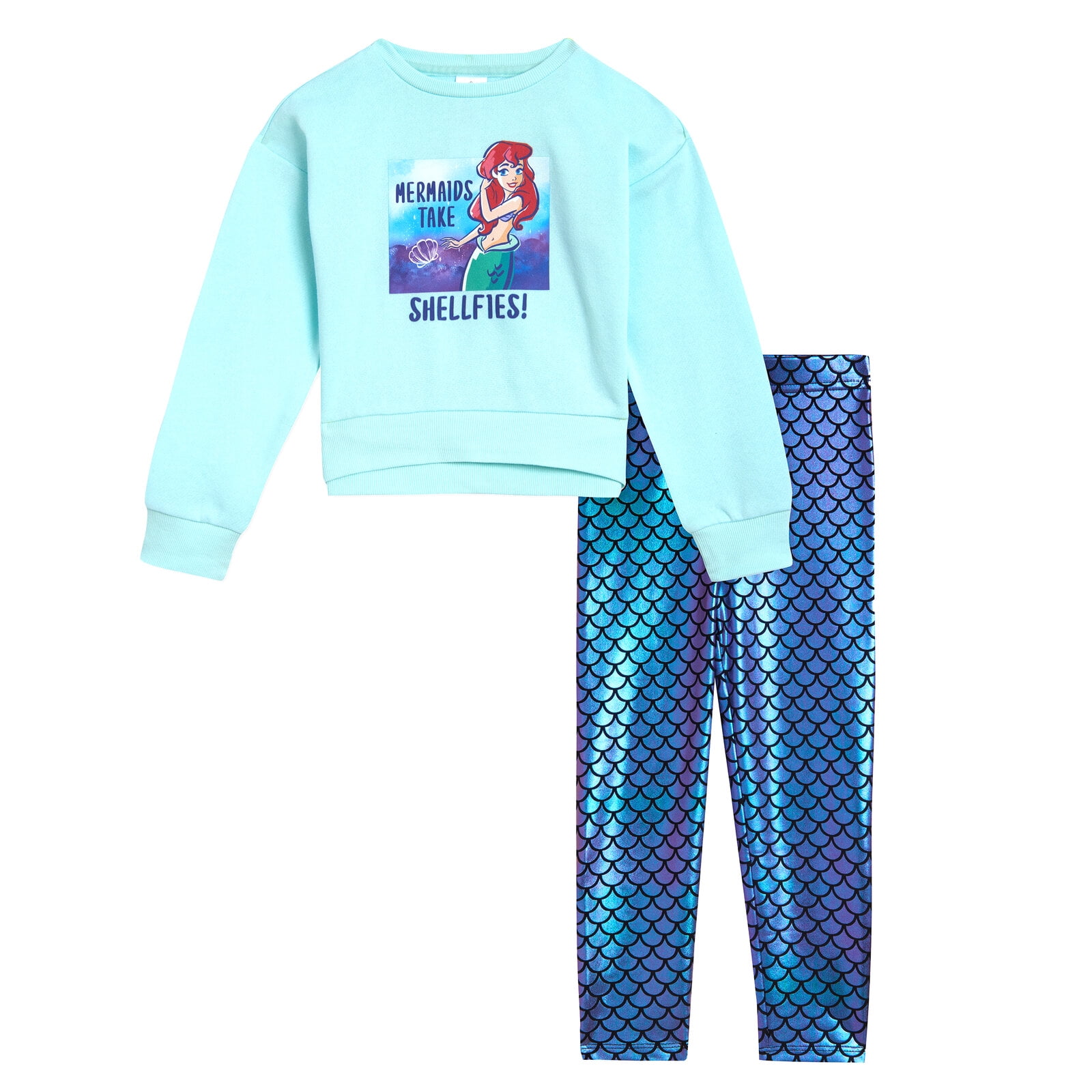 Disney Princess Ariel Fleece Sweatshirt and Leggings Outfit Set Toddler to Big Kid