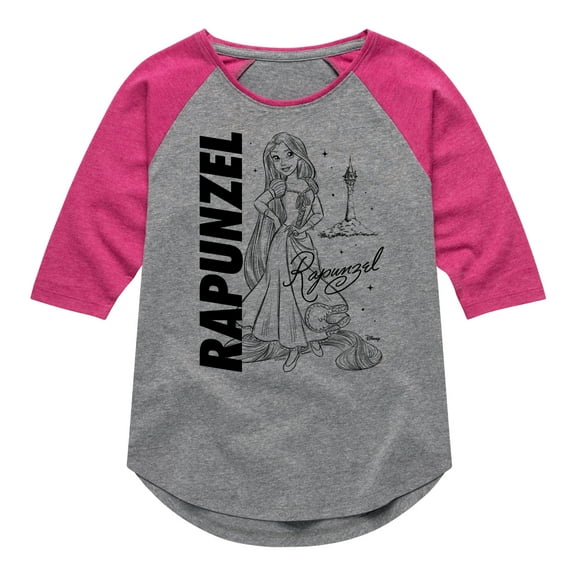 Disney Princess - Ariel & Flounder Surprised - Toddler & Youth Girls Raglan Graphic T-Shirt