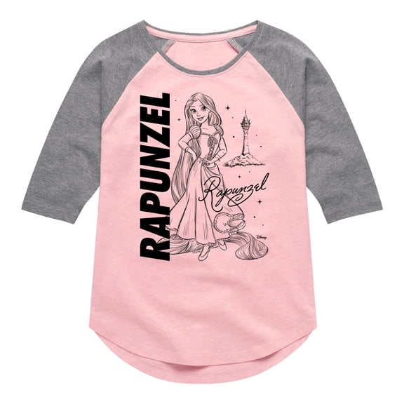 Disney Princess - Ariel & Flounder Surprised - Toddler & Youth Girls Raglan Graphic T-Shirt