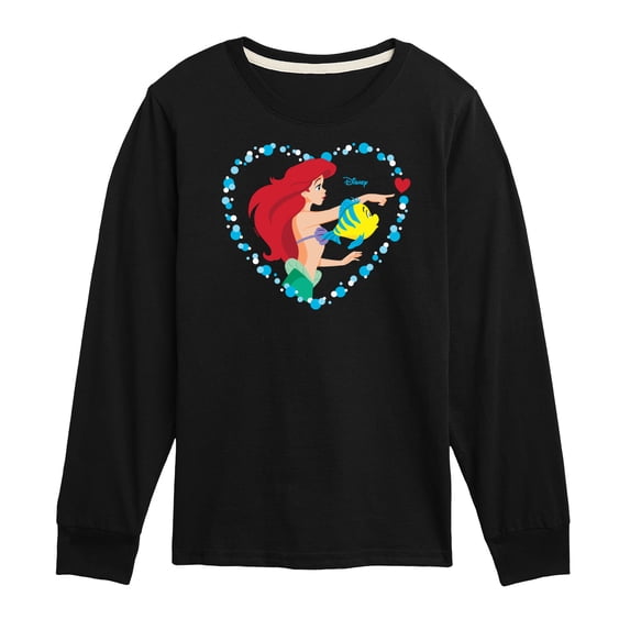 Disney Princess - Ariel Heart - Valentine's Day - Boys and Girls Youth Long Sleeve Graphic T-Shirt
