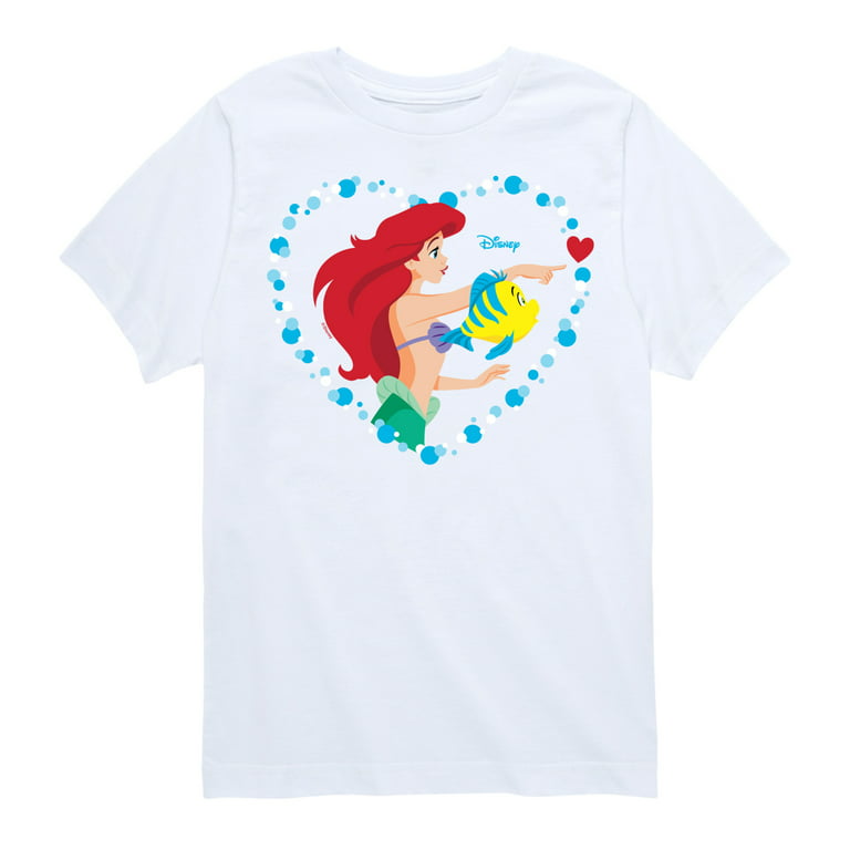 Day - T-Shirt - - Ariel Sleeve Graphic - Heart Short Princess Youth Valentine\'s Disney