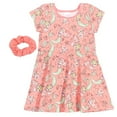 thumbnail image 1 of Disney The Little Mermaid Little Girls' Skater Dress and Scrunchie Set Ariel Flounder Pink, 1 of 3