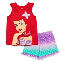 Disney Princess Ariel Little Girls Tank Top and French Terry Shorts Infant to Big Kid