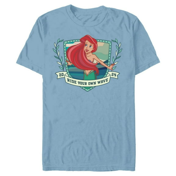 Disney Princess Ariel Little Mermaid Ride Your Own Wave 2024 - Short Sleeve Blended T-Shirt for Adults - Customized-Ocean Blue