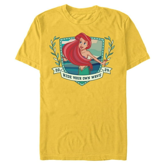 Disney Princess Ariel Little Mermaid Ride Your Own Wave 2024 - Short Sleeve Blended T-Shirt for Adults - Customized-Yellow