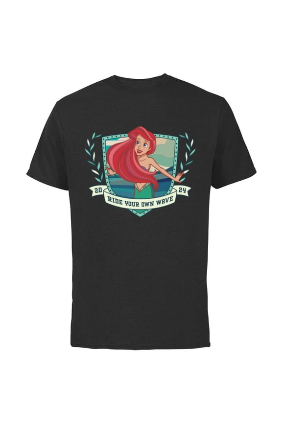 Princess Ariel Little Mermaid Ride Your Own Wave 2024 - Short Sleeve Cotton T-Shirt for Adults - Customized-Black