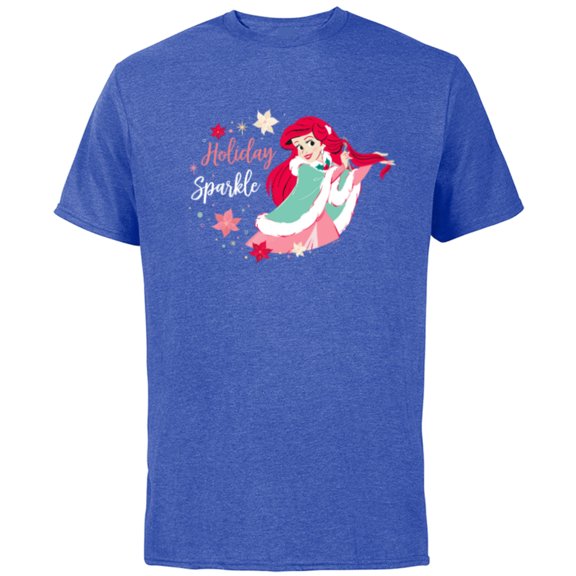 Disney Princess Ariel Mermaid Christmas Holiday Sparkle - Short Sleeve Cotton T-Shirt for Adults - Customized-Royal Heather