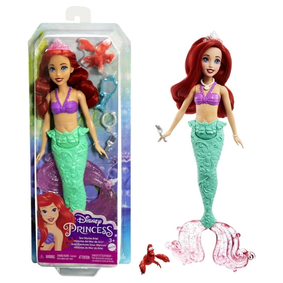 Disney Princess Ariel Mermaid Fashion Doll, Character Friend and 3 Accessories