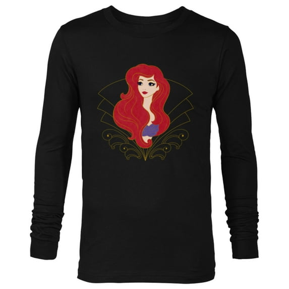 Disney Princess Ariel Modern Art Deco Style - Long Sleeve T-Shirt for Men - Customized-Black