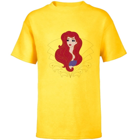 Disney Princess Ariel Modern Art Deco Style - Short Sleeve T-Shirt for Kids - Customized-Yellow