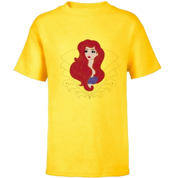 Disney Princess Ariel Modern Art Deco Style - Short Sleeve T-Shirt for Kids - Customized-Yellow