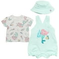 thumbnail image 1 of Disney Princess Ariel Newborn Baby Girls French Terry Short Overalls T-Shirt and Hat 3 Piece Outfit Set Newborn to Infant, 1 of 5
