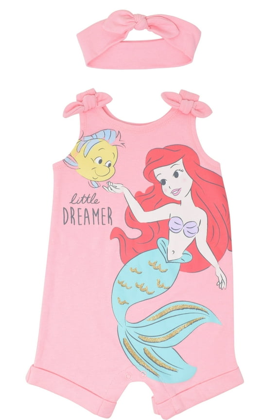 Princess Ariel Newborn Baby Girls Romper and Headband Newborn to Toddler