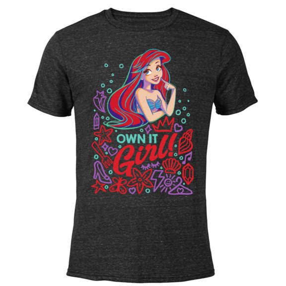 Disney Princess Ariel Own It Girl - Short Sleeve Blended T-Shirt for Adults - Customized-Black