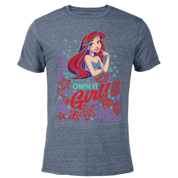 Disney Princess Ariel Own It Girl - Short Sleeve Blended T-Shirt for Adults - Customized-Navy Heather