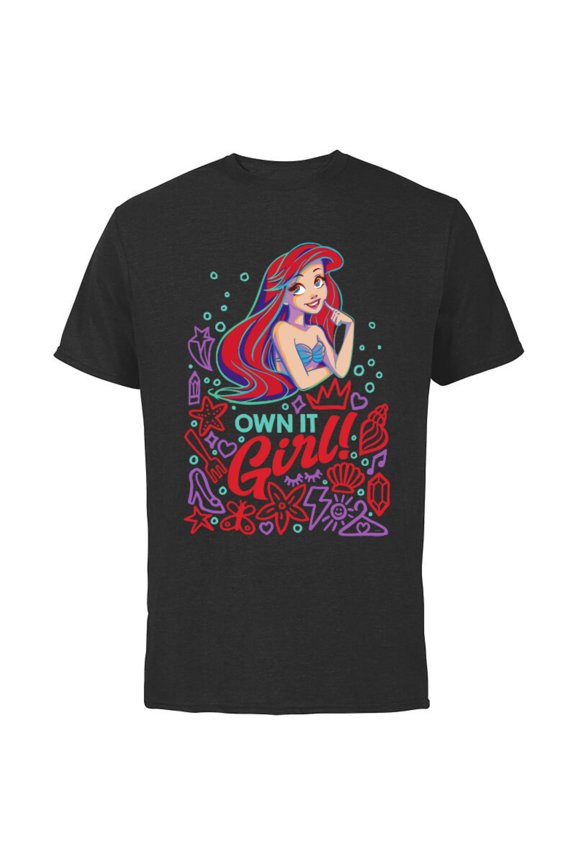 Princess Ariel Own It Girl - Short Sleeve Cotton T-Shirt for Adults - Customized-Black